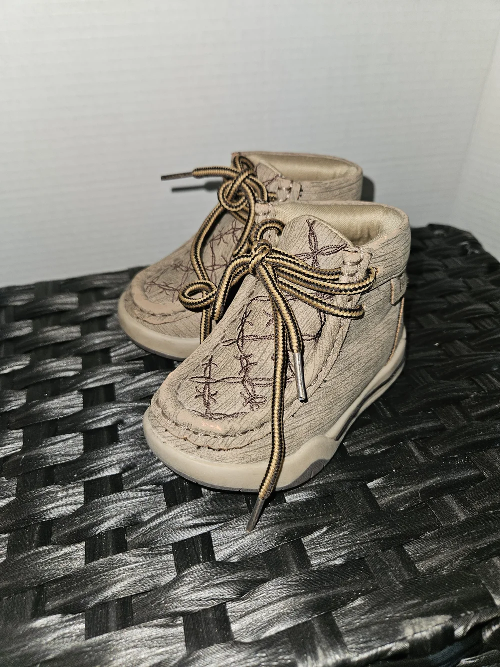 Twister Kids Tan Moccasin-Style Lace-Up Light Up Boots